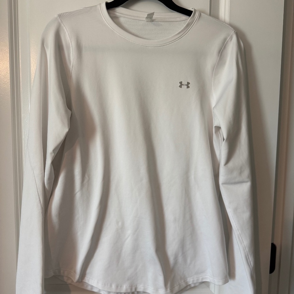 Woman's White Underarmour Cold Gear Long Sleeve Shirt Sz: Large